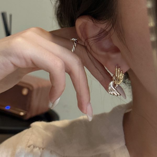 Wholesale 925 Sterling Silver Wing Stud Earrings In Gold&Silver - Image 4