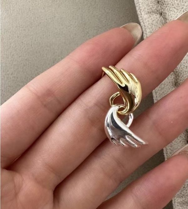 Wholesale 925 Sterling Silver Wing Stud Earrings In Gold&Silver - Image 2