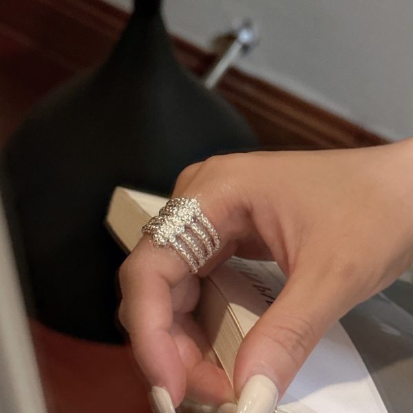 Wholesale 925 Sterling Silver Multi-layered Texture Ring - Image 5