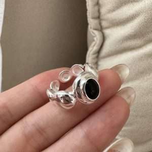 Wholesale 925 Sterling Silver Black Agate Ring