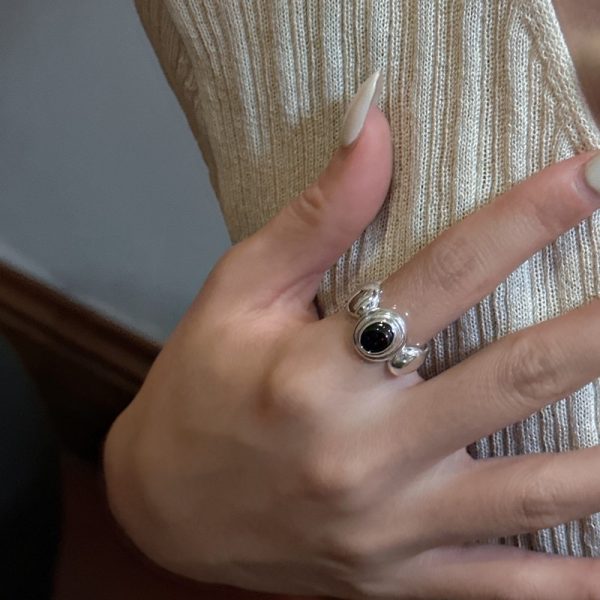 Wholesale 925 Sterling Silver Black Agate Ring - Image 5