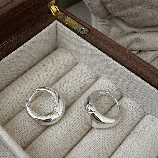 Wholesale 925 Sterling Silver Irregular Hoop Earrings - Image 2