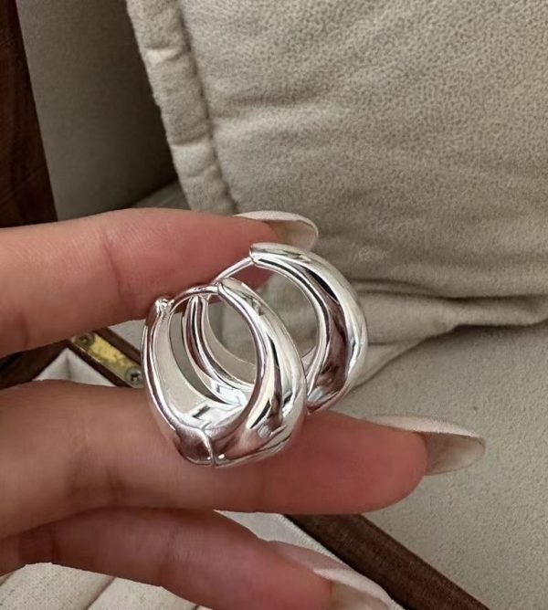 Wholesale 925 Sterling Silver Irregular Hoop Earrings - Image 3