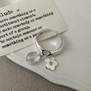 Wholesale 925 Sterling Silver White Crystal Flower Ring