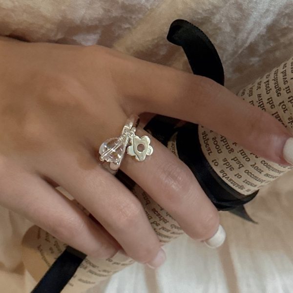 Wholesale 925 Sterling Silver White Crystal Flower Ring - Image 4