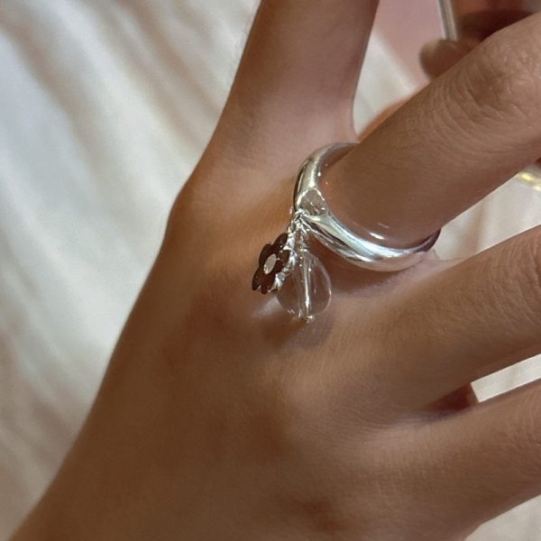 Wholesale 925 Sterling Silver White Crystal Flower Ring - Image 5