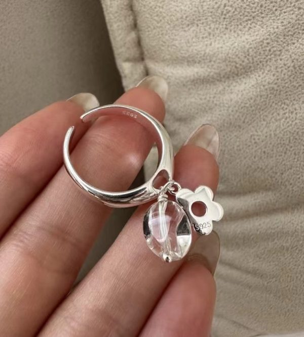 Wholesale 925 Sterling Silver White Crystal Flower Ring - Image 3