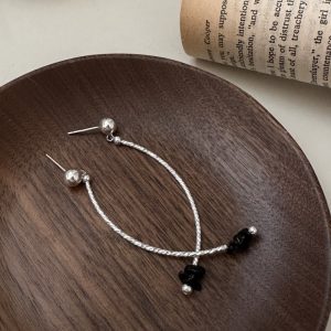 Wholesale 925 Sterling Silver Long Curved Pipe Earrings