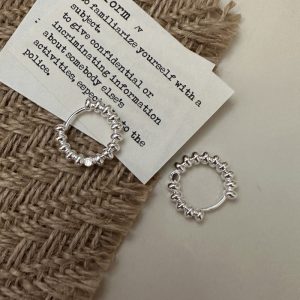 Wholesale 925 Sterling Silver Beaded Hoop Earrings