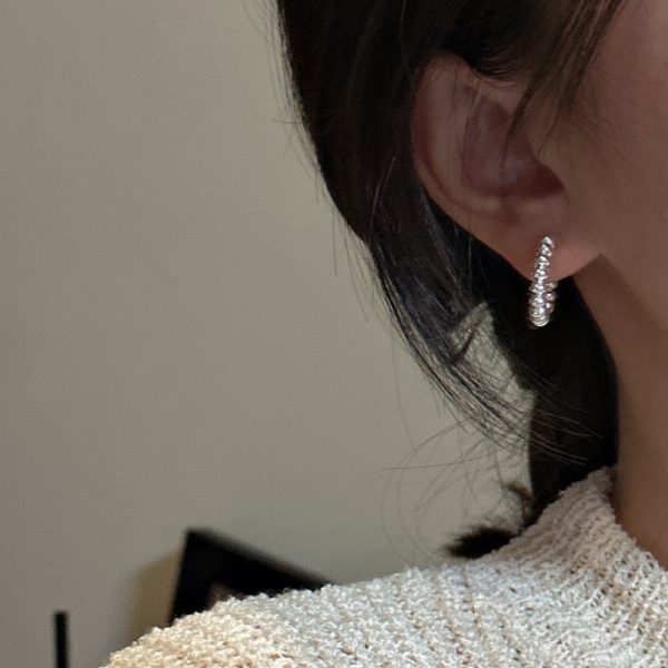 Wholesale 925 Sterling Silver Beaded Hoop Earrings - Image 5