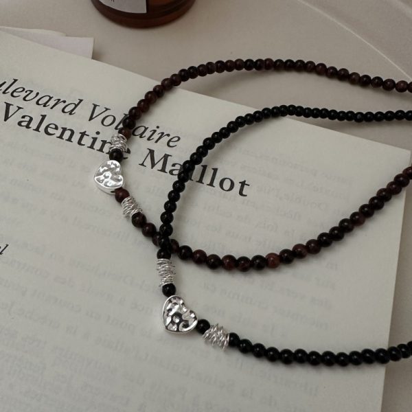 Wholesale 925 Sterling Silver Black Agate & Tiger's Eye Stone necklace