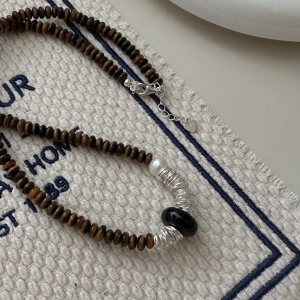 Wholesale 925 Sterling Silver Maillard Tiger's Eye stone necklace