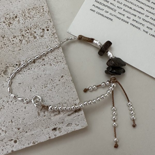 Wholesale 925 Sterling Silver Beaded Natural Stone Bracelet - Image 3