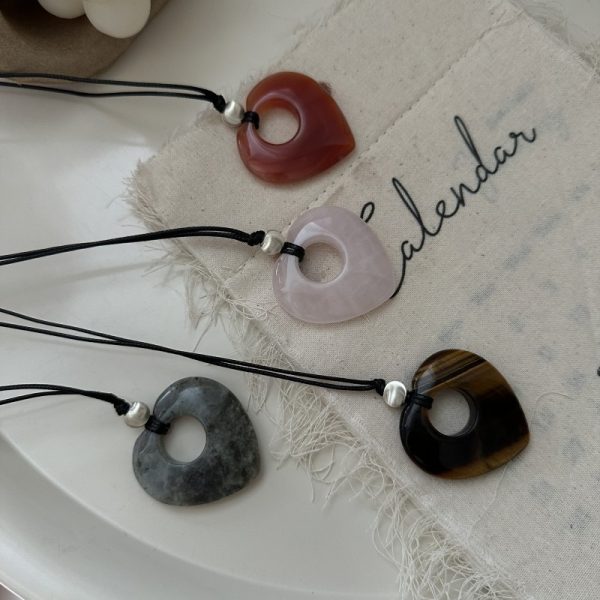 Wholesale 925 Sterling Silver Love Natural Stone Necklace