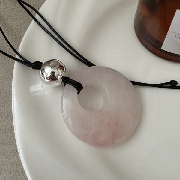 Wholesale 925 Sterling Silver Rose Quartz Round Necklace
