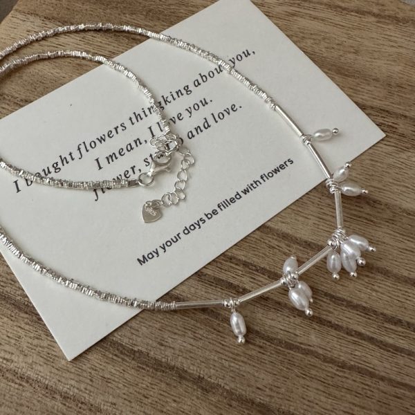 Wholesale 925 Sterling Silver Shredded Silver Pearl Necklace