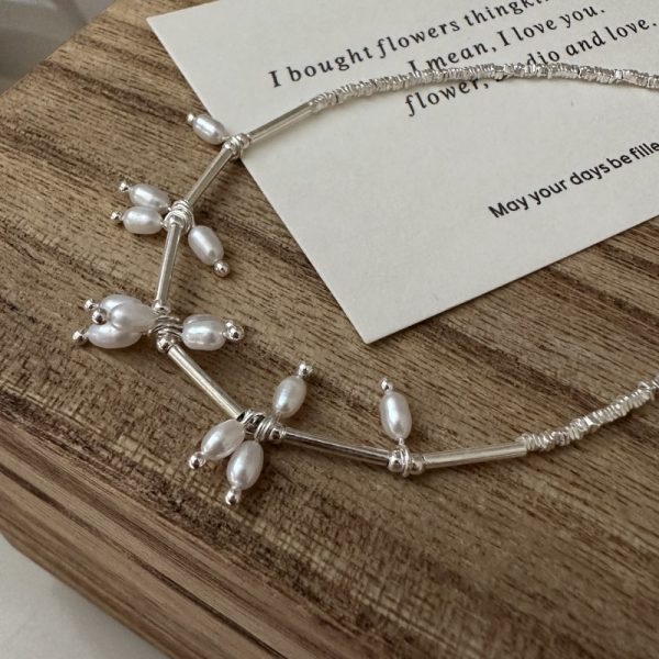 Wholesale 925 Sterling Silver Shredded Silver Pearl Necklace - Image 2