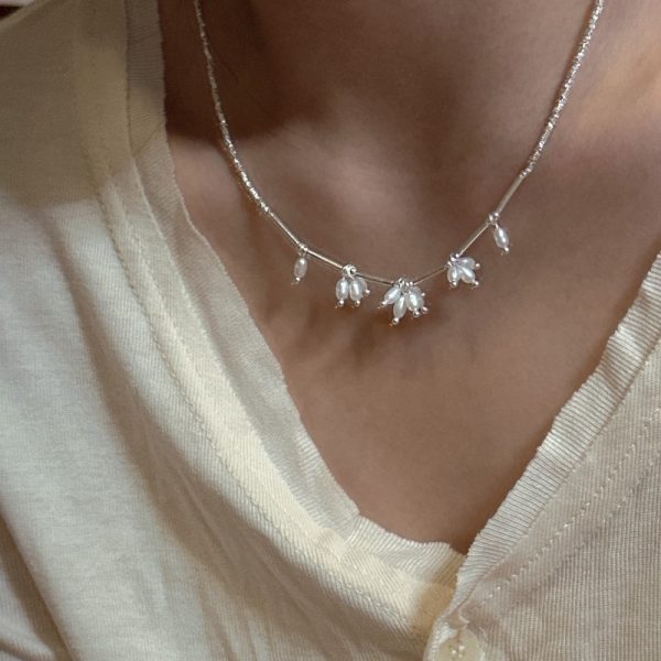 Wholesale 925 Sterling Silver Shredded Silver Pearl Necklace - Image 5