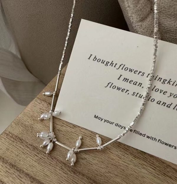 Wholesale 925 Sterling Silver Shredded Silver Pearl Necklace - Image 3
