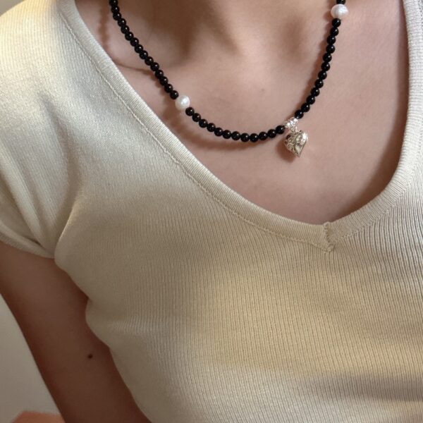 Wholesale 925 Sterling Silver Black Agate Love Necklace - Image 4