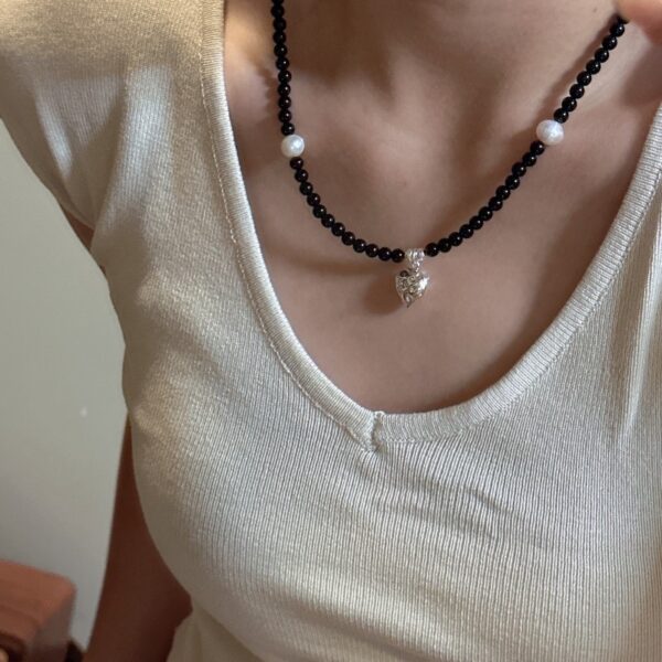Wholesale 925 Sterling Silver Black Agate Love Necklace - Image 5
