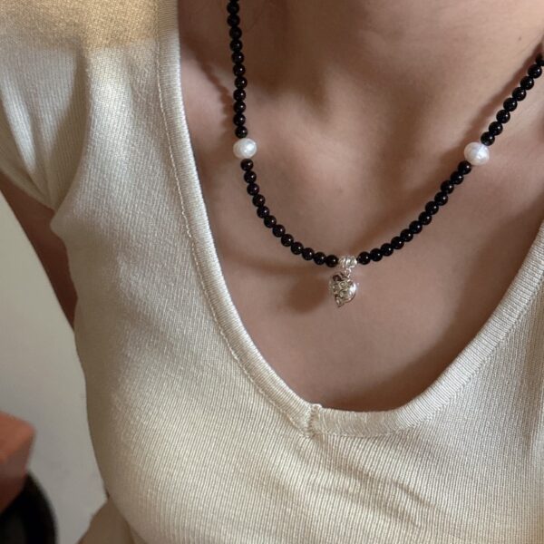 Wholesale 925 Sterling Silver Black Agate Love Necklace - Image 6