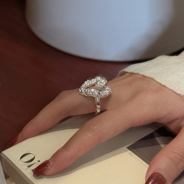 Wholesale 925 Sterling Silver Textured Heart Necklace & Stud Earrings & Ring - Image 5
