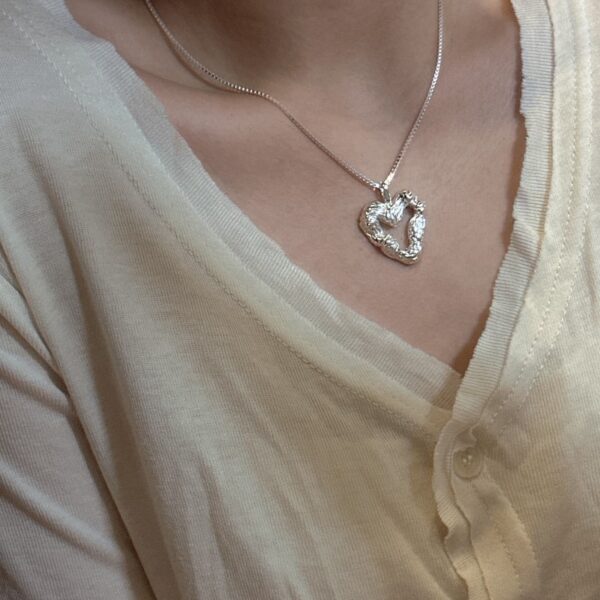 Wholesale 925 Sterling Silver Textured Heart Necklace & Stud Earrings & Ring - Image 8
