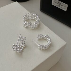 Wholesale 925 Sterling Silver Mesh Ring & Hoop Earrings