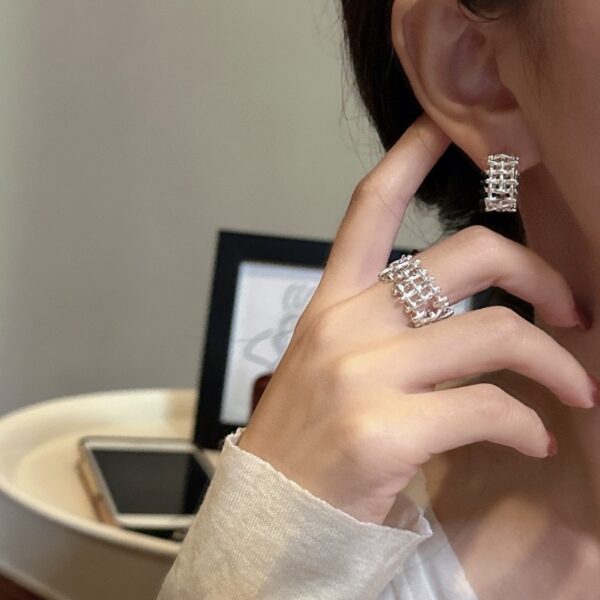 Wholesale 925 Sterling Silver Mesh Ring & Hoop Earrings - Image 6