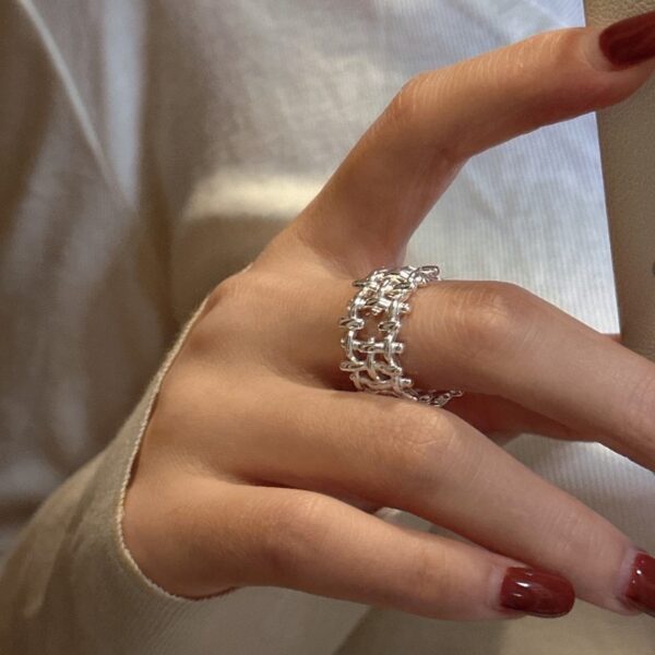 Wholesale 925 Sterling Silver Mesh Ring & Hoop Earrings - Image 4