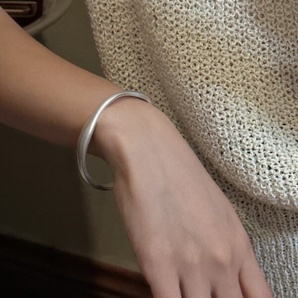 Wholesale 925 Sterling Silver Simple Frosted Bangle - Image 5