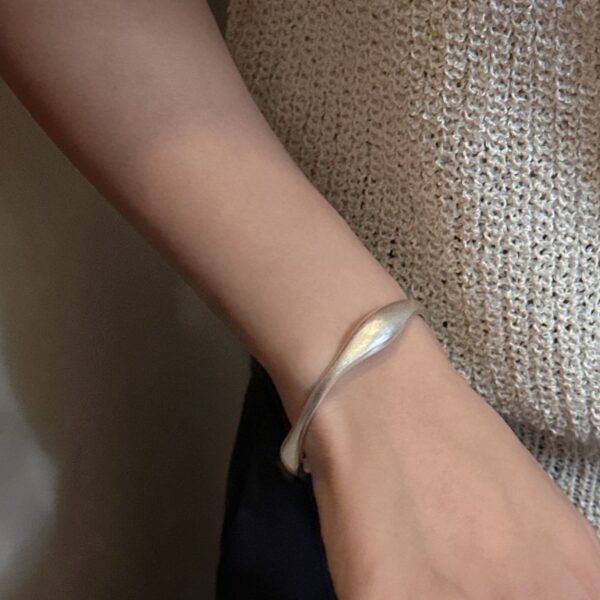 Wholesale 925 Sterling Silver Simple Frosted Bangle - Image 6