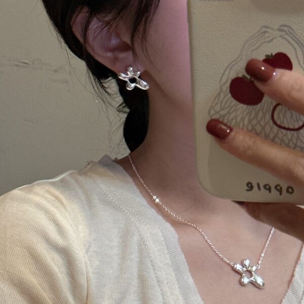 Wholesale 925 Sterling Silver Plain Flower Ring & Necklace & Earrings - Image 6