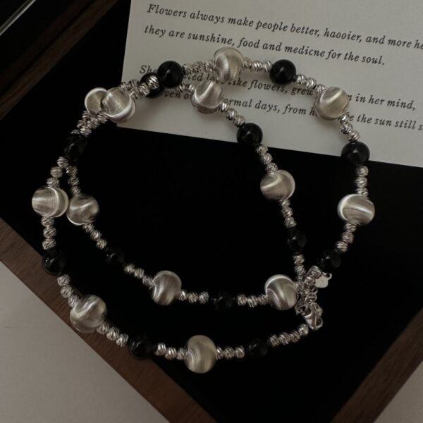 Wholesale 925 Sterling Silver Black Agate Cat-eye Necklace