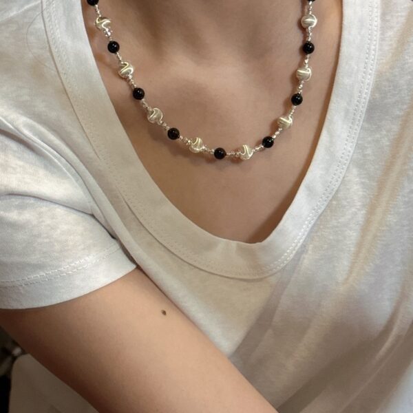 Wholesale 925 Sterling Silver Black Agate Cat-eye Necklace - Image 5