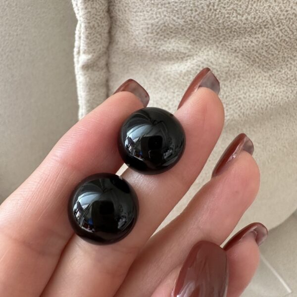 Wholesale 925 Sterling Silver Black Agate Bead Stud Earrings - Image 2