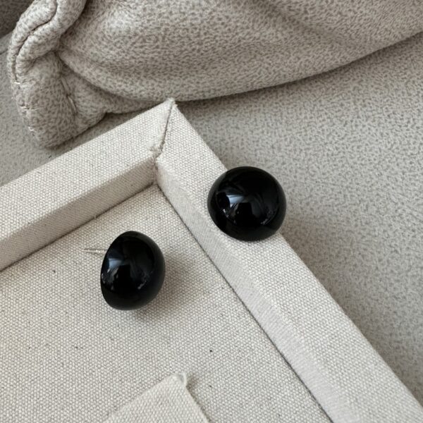 Wholesale 925 Sterling Silver Black Agate Bead Stud Earrings
