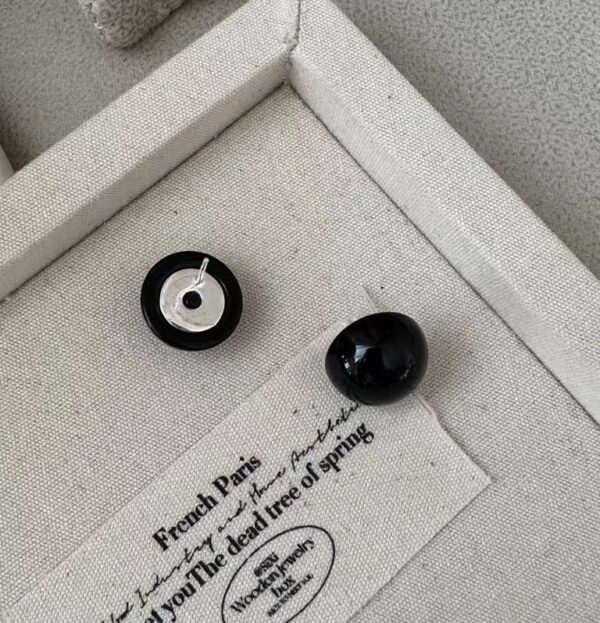 Wholesale 925 Sterling Silver Black Agate Bead Stud Earrings - Image 3
