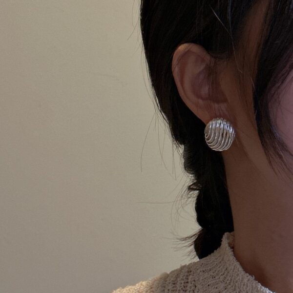 Wholesale 925 Sterling Silver Striped Stud Earrings - Image 4