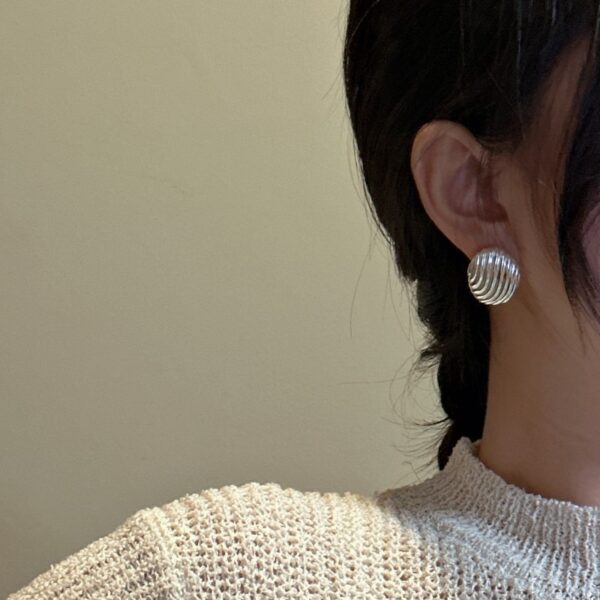 Wholesale 925 Sterling Silver Striped Stud Earrings - Image 5