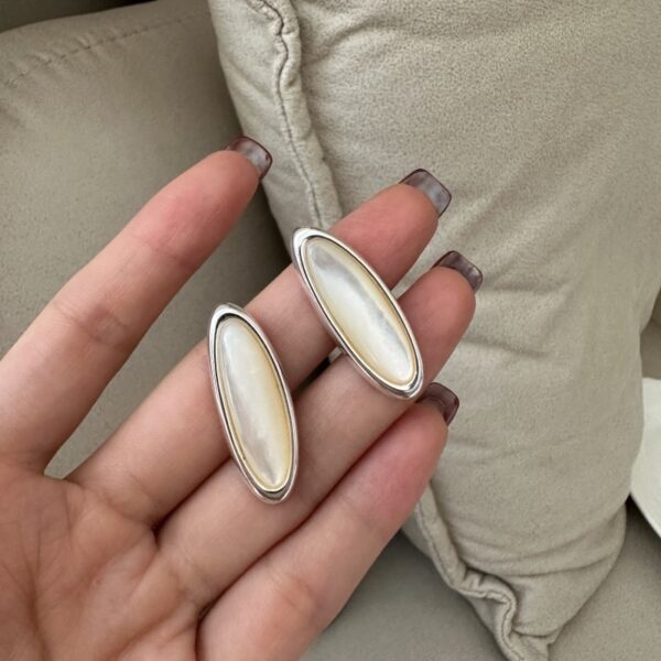 Wholesale 925 Sterling Silver Oval White Shell Necklace & Ring & Earrings - Image 4