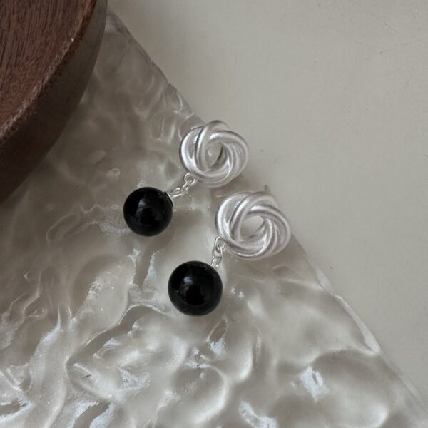 Wholesale 925 Sterling Silver Black Agate Earrings