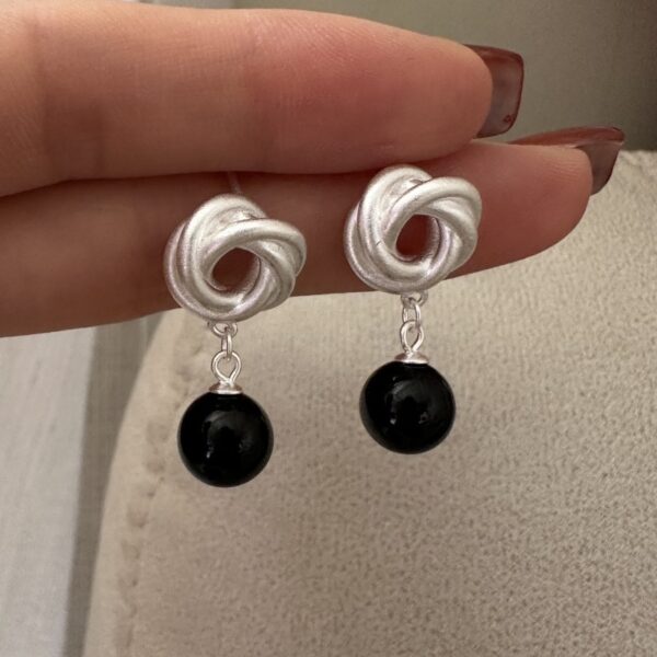 Wholesale 925 Sterling Silver Black Agate Earrings - Image 2