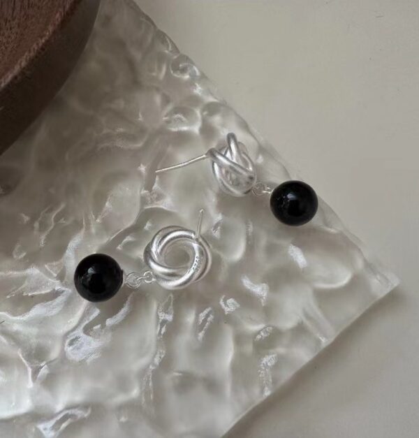 Wholesale 925 Sterling Silver Black Agate Earrings - Image 3