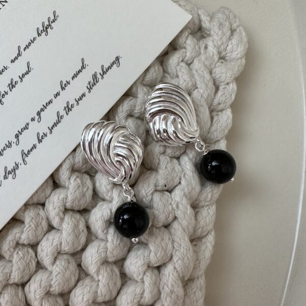 Wholesale 925 Sterling Silver Black Agate Earrings