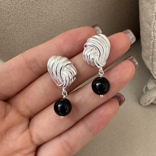 Wholesale 925 Sterling Silver Black Agate Earrings - Image 2