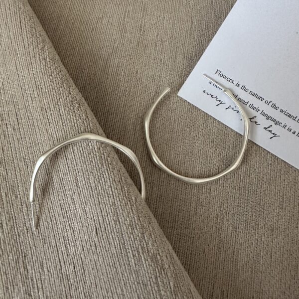 Wholesale 925 Sterling Silver Large Matte Earrings - Image 2
