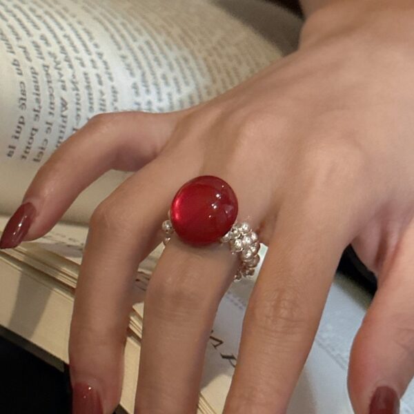 Wholesale 925 Sterling Silver Natural Stone Adjustable Ring - Image 4