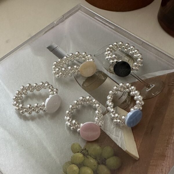 Wholesale 925 Sterling Silver Colored Stone Adjustable Ring